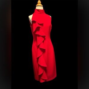 ELIZA J Ruffle Sheath Dress In Red